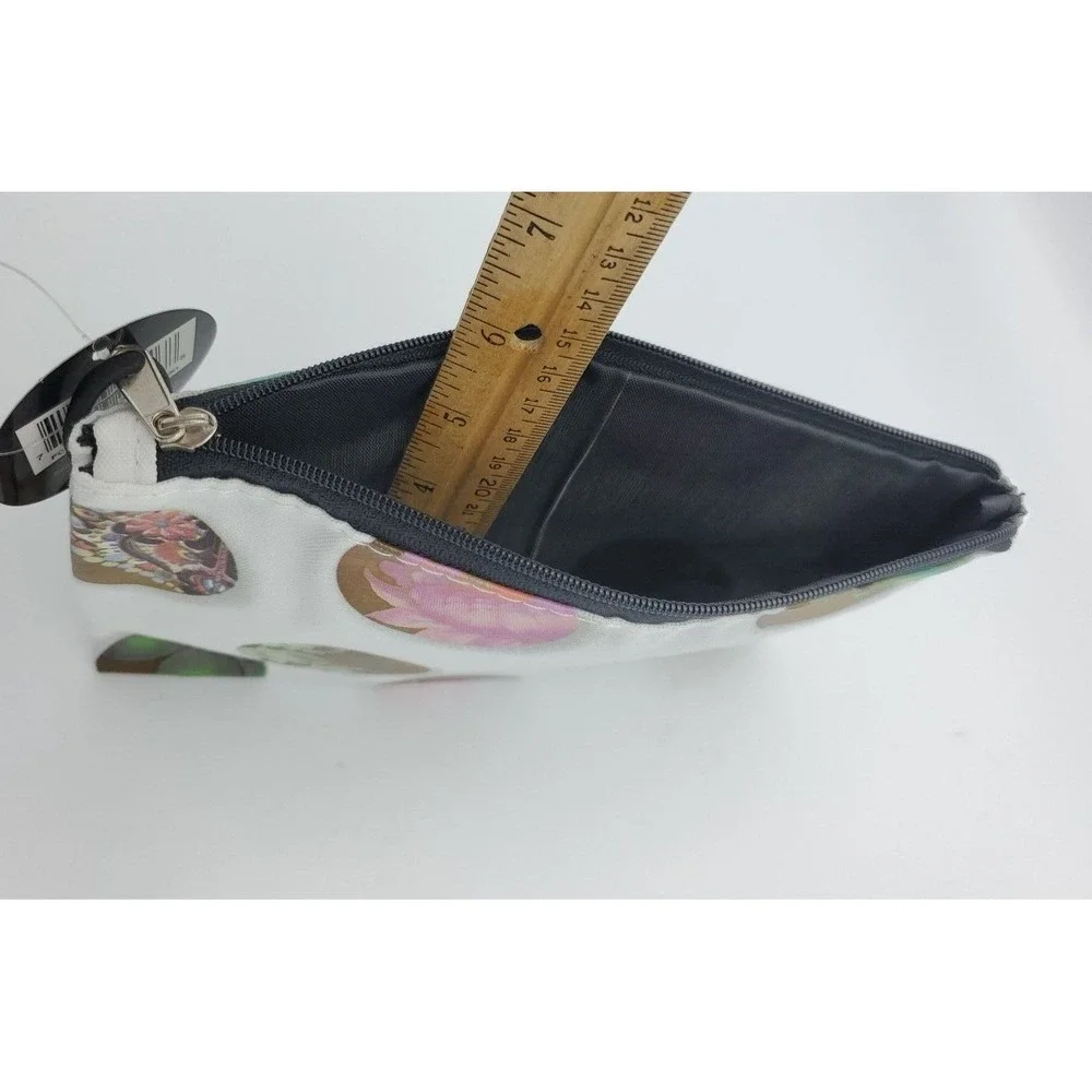 Cynthia‎ Rowley Makeup Bag White Floral Dots Clutch Cosmetic Pencil Pouch
